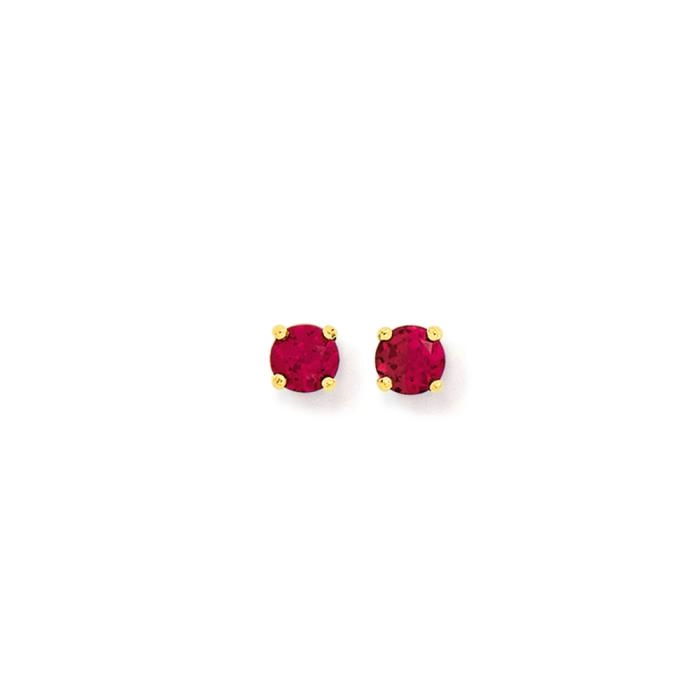 9ct Gold Created Ruby Round Stud Earrings