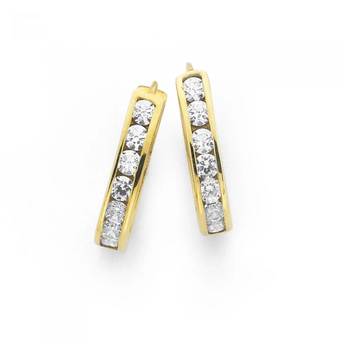 9ct Gold Cubic Zirconia Huggie Earrings