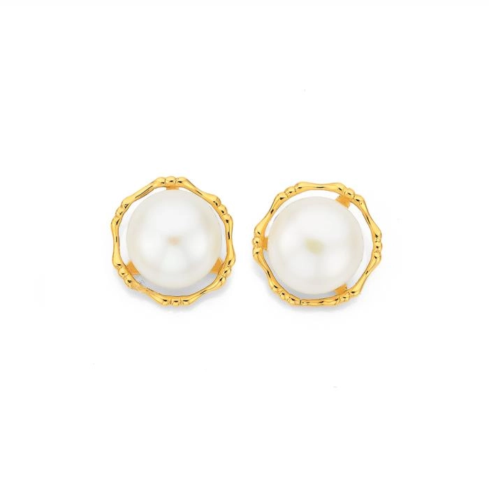 9ct Gold Cultured Freshwater Pearl Earrings