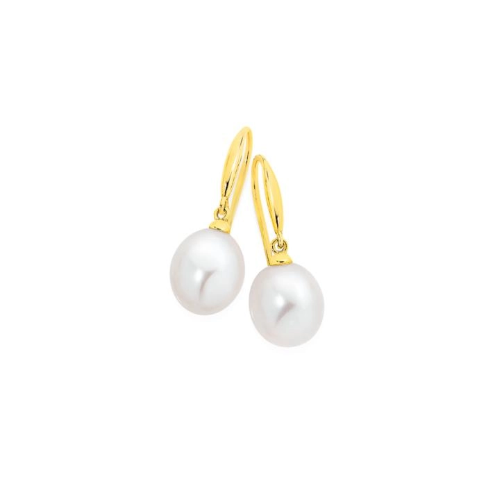 9ct Gold Cultured Freshwater Pearl Hook Earrings