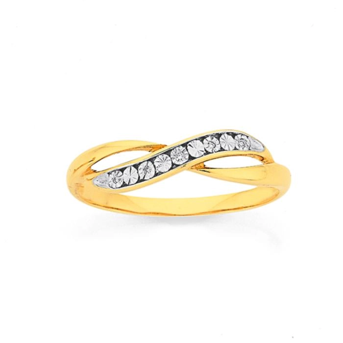 9ct Gold Diamond Crossover Ring