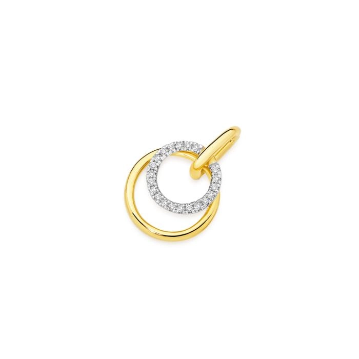 9ct Gold Diamond Double Circle Pendant