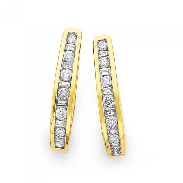 9ct Gold Diamond Huggie Earrings