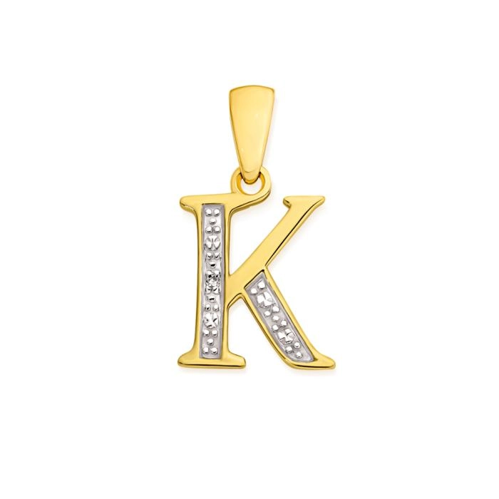 9ct Gold Diamond Initial K Pendant