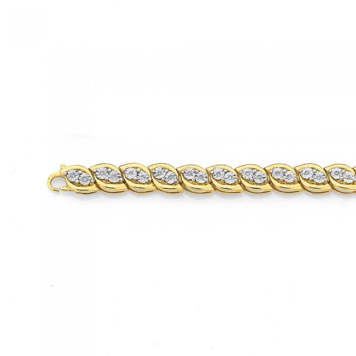 9ct Gold Diamond Marquise Link Bracelet