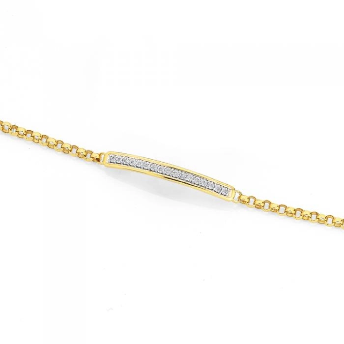 9ct Gold Diamond Miracle Set Bar Belcher Bracelet