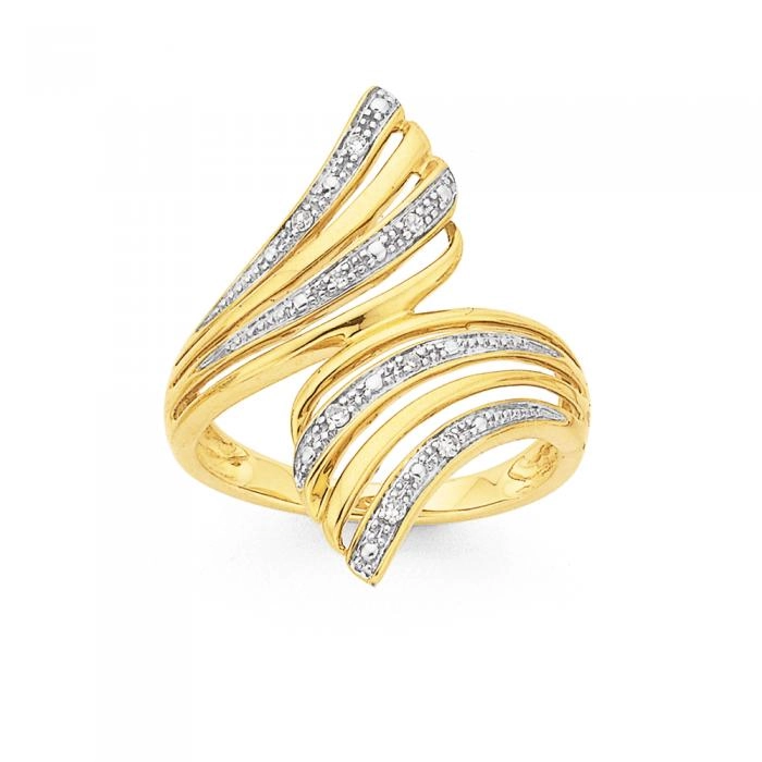 9ct Gold Diamond Offset Ring