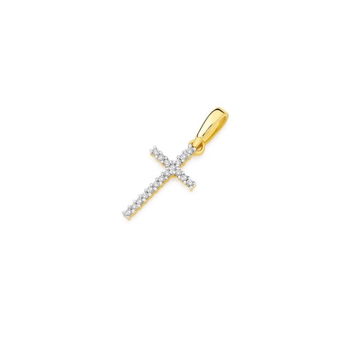 9ct Gold Diamond Small Cross Pendant