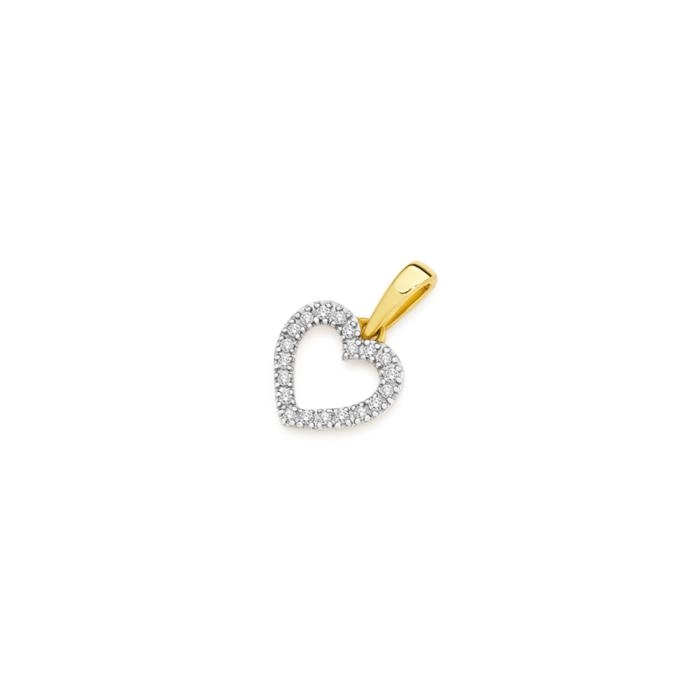 9ct Gold Diamond Small Heart Pendant