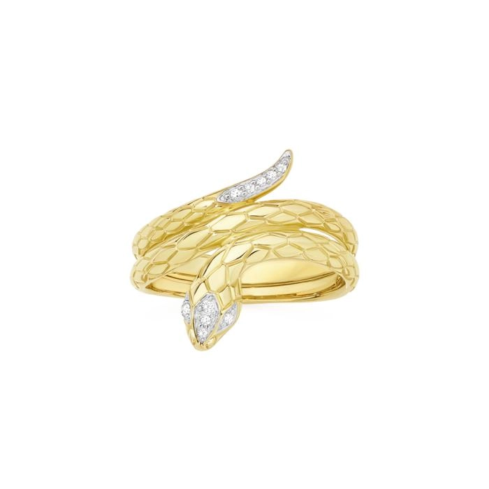 9ct Gold Diamond Snake Ring