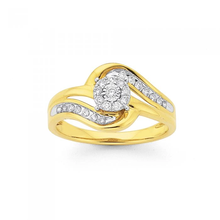 9ct Gold Diamond Swirl Ring