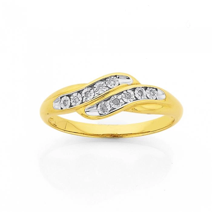 9ct Gold Diamond Swirl Ring