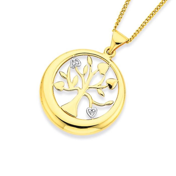 9ct Gold Diamond Tree of Life Pendant