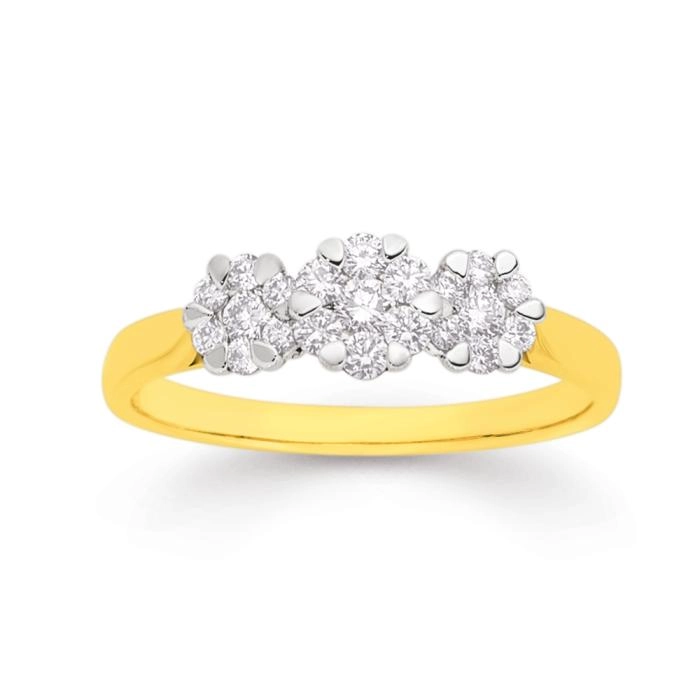 9ct Gold Diamond Trilogy Ring