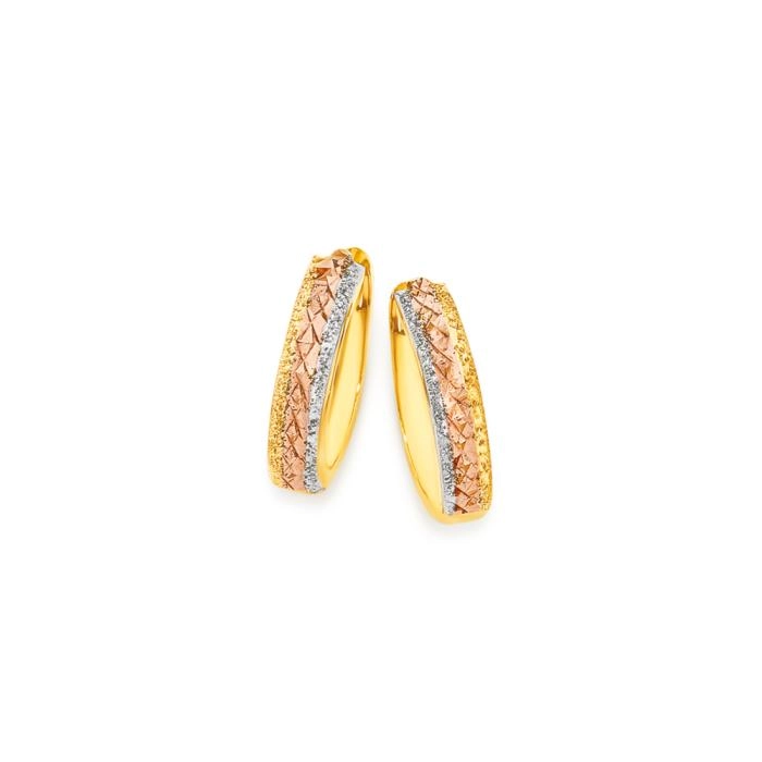 9ct Gold Tri Tone Stardust Huggie Earrings