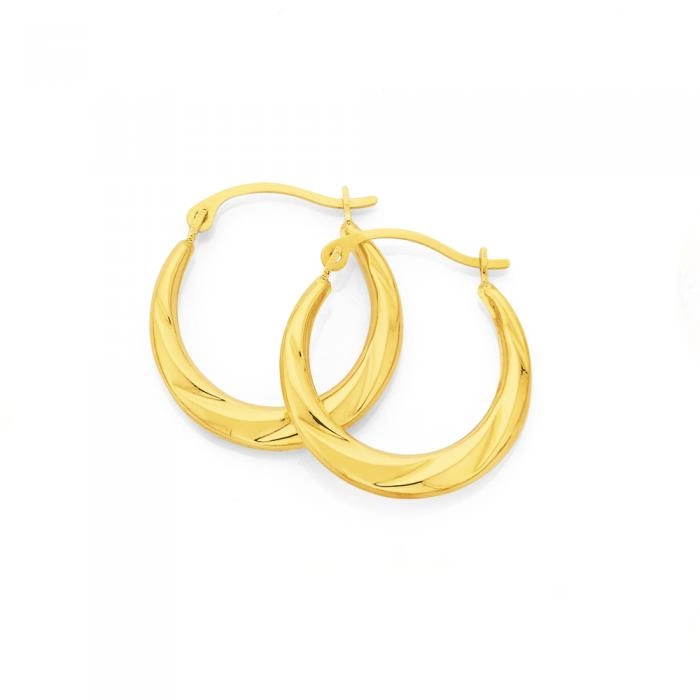 9ct Gold Twist Creole Hoop Earrings