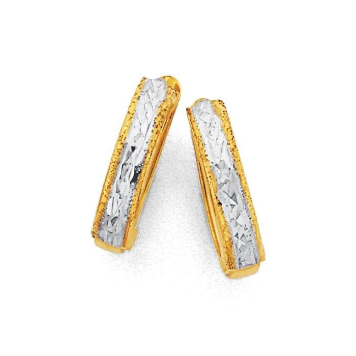 9ct Gold Two Tone Huggie Earrings