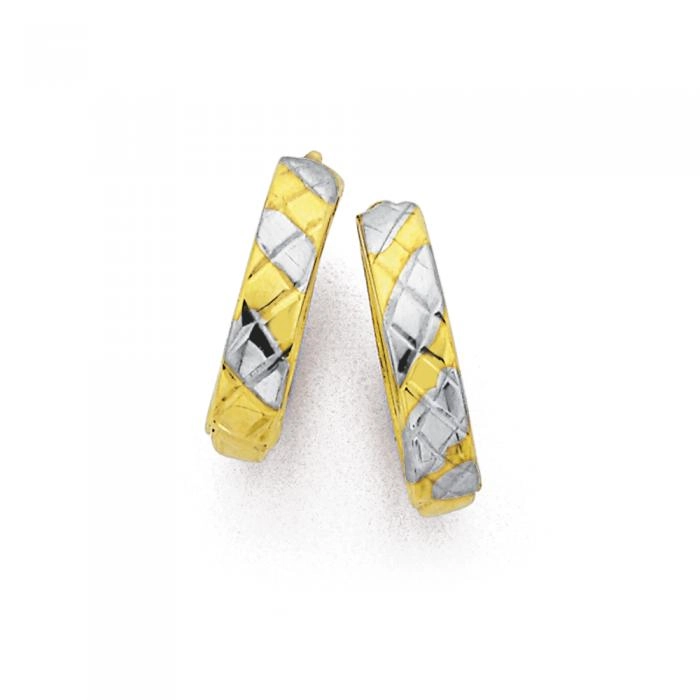 9ct Gold Two Tone Huggie Earrings