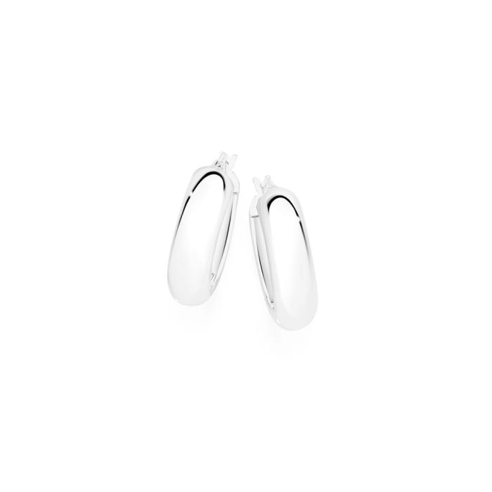 Sterling Silver 15mm 6mm Half Round Hoop Earrings