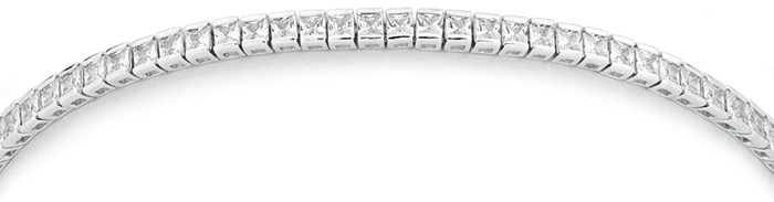 Sterling Silver 18cm Square Cubic Zirconia Tennis Bracelet