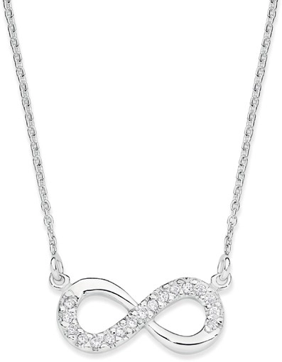 Sterling Silver 44+3cm Cubic Zirconia Set Infinity Necklet