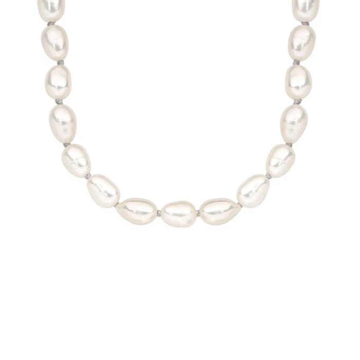 Sterling Silver 45+5cm 4.5-5mm Knotted Rice Freshwater Necklace