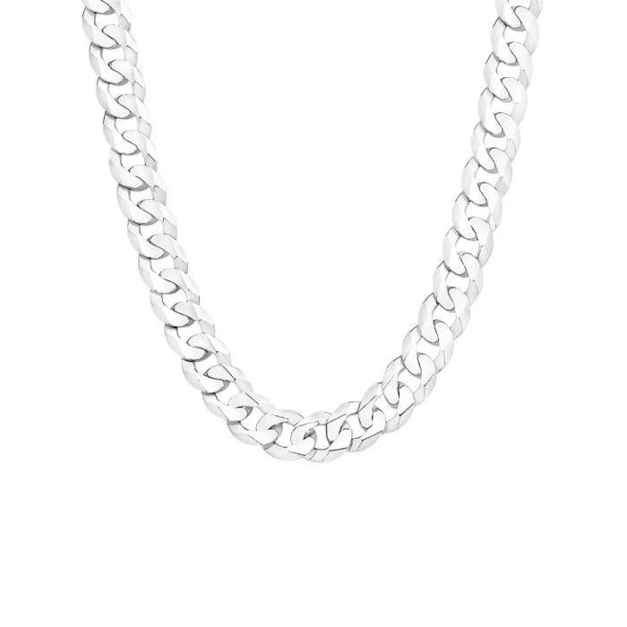 Sterling Silver 55cm Solid Concave Curb Gents Chain