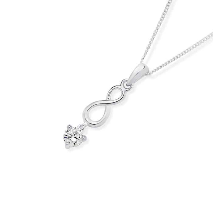 Sterling Silver Cubic Zirconia Drop on Infinity Drop Pendant