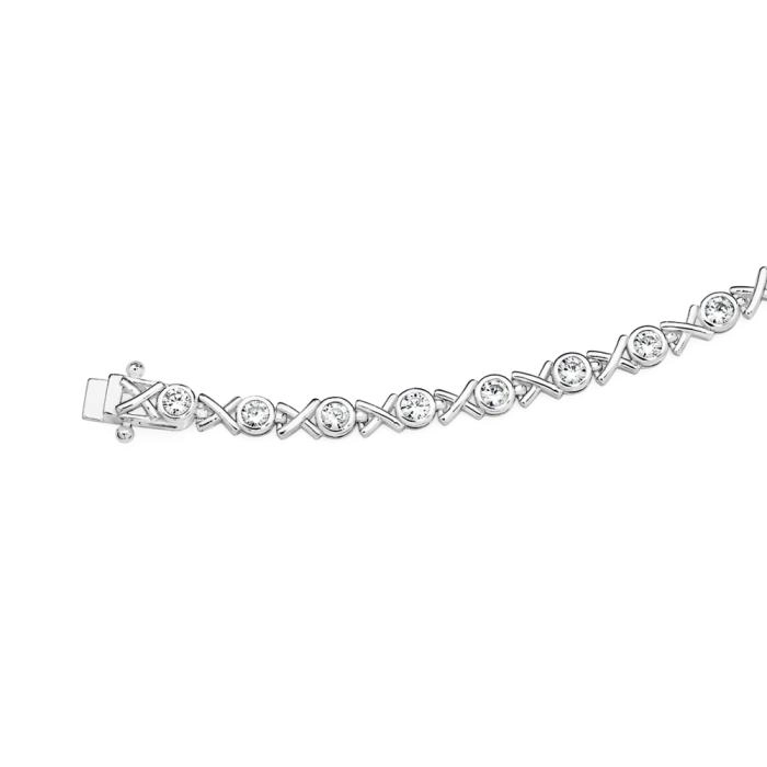 Sterling Silver Cubic Zirconia Hugs and Kisses Bracelet