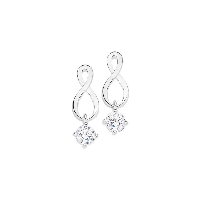 Sterling Silver Cubic Zirconia Infinity Drop Earrings