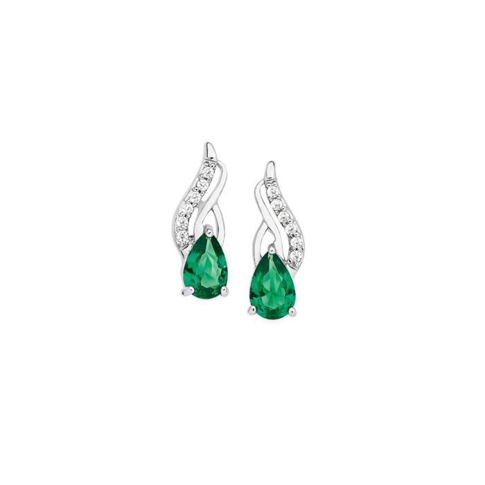 Sterling Silver Cubic Zirconia Pear Earrings