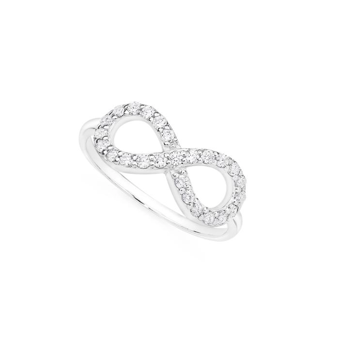 Sterling Silver Full Cubic Zirconia Infinity Ring