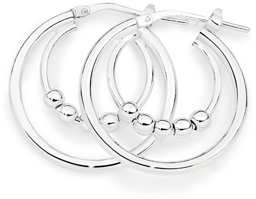 Sterling Silver Italian Made 5 Ball Hoops