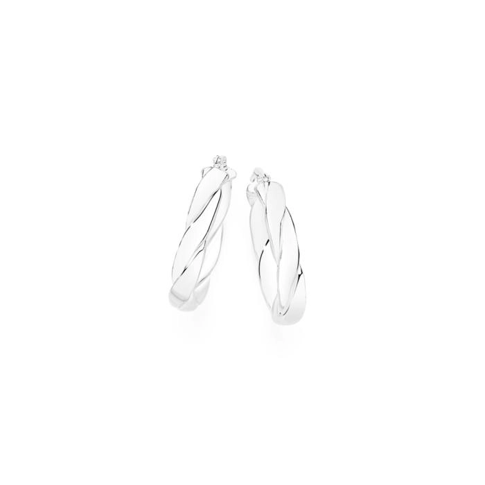 Sterling Silver Medium Twisted Pear Shape Hoop Earrings