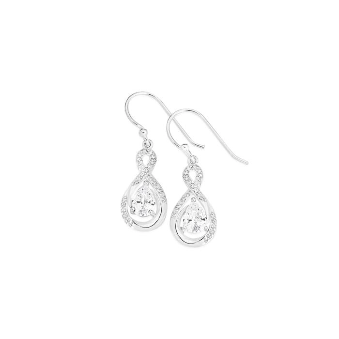 Sterling Silver Pear Cubic Zirconia within Cubic Zirconia Infinity Drop Earrings