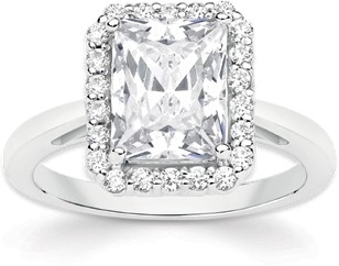 Sterling Silver Square & Frame Cubic Zirconia Cluster Dress Ring