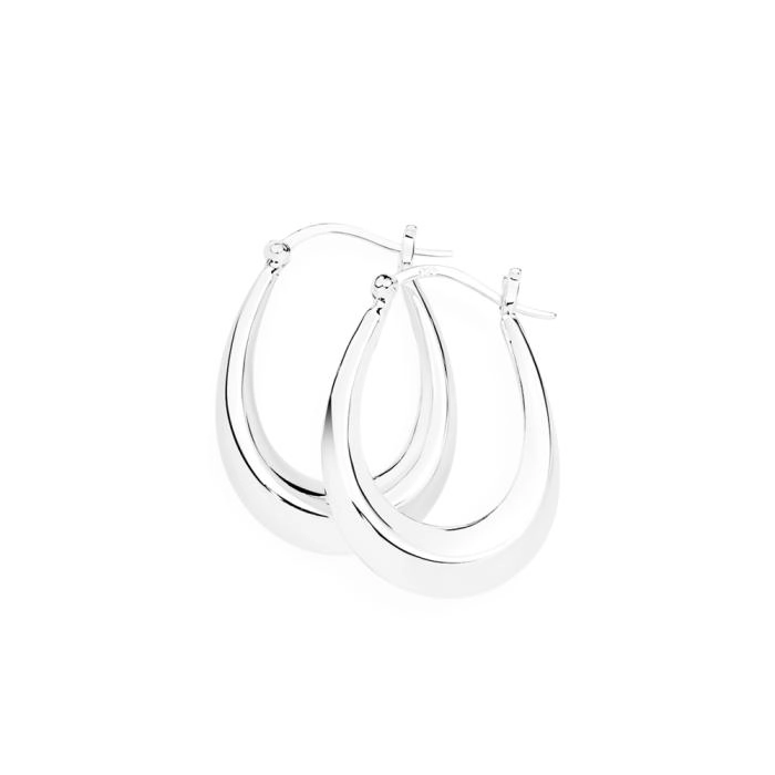 Sterling Silver Tapered Creole Hoop Earrings