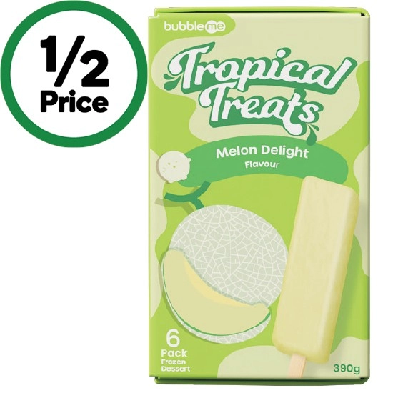 BubbleMe Tropical Treats 390g Pk 6 – From the Freezer