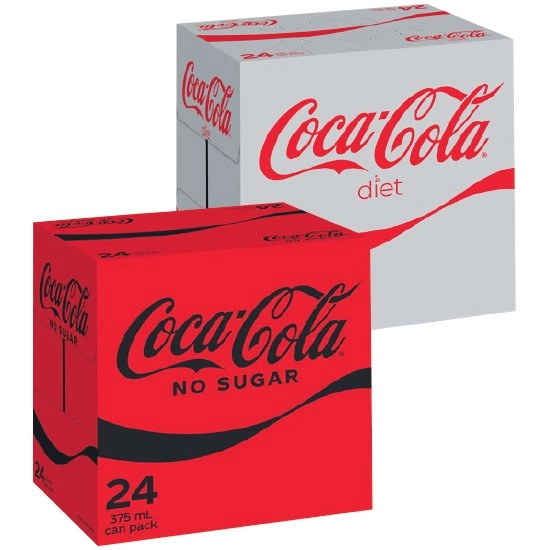 Coca-Cola Classic, Zero Sugar or Diet Soft Drink Varieties 24 x 375ml