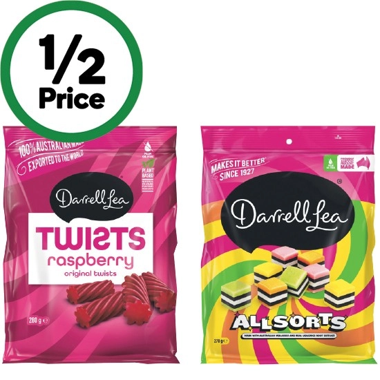 Darrell Lea Liquorice Twists, Batch 37 or Allsorts 200-280g