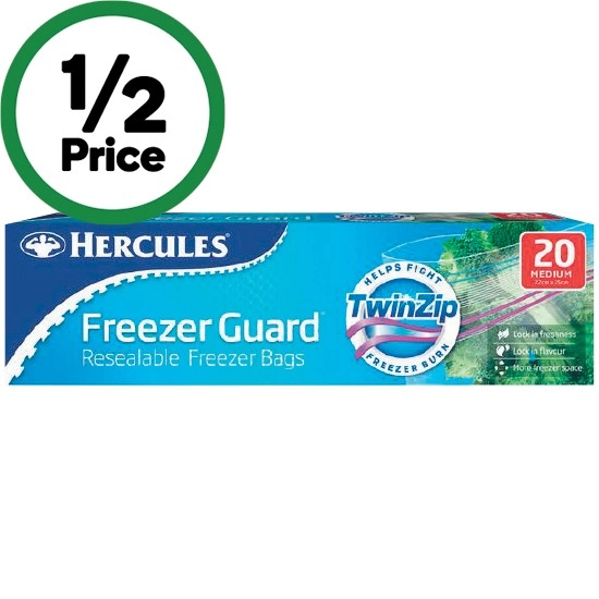 Hercules Freezer Guard Resealable Freezer Bags Twin Zip Pk 15-20