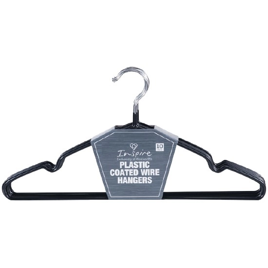 Inspire Plastic Coated Wire Hanger Pk 10