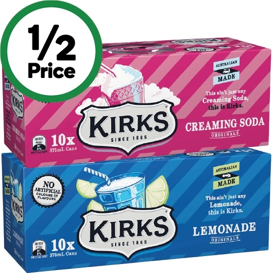 Kirks Soft Drink Can Varieties 10 x 375ml