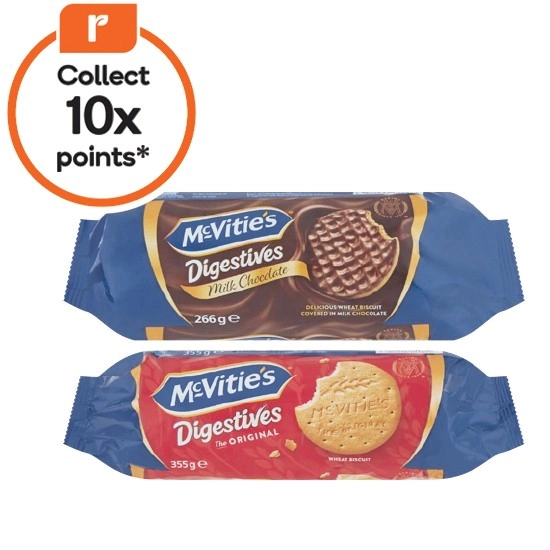 McVitie’s Chocolate Digestives 266g or Digestives Original 355g