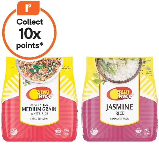 SunRice Medium Grain or Jasmine Rice 2kg