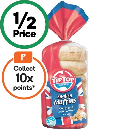 Tip Top English Muffin Varieties Pk 6