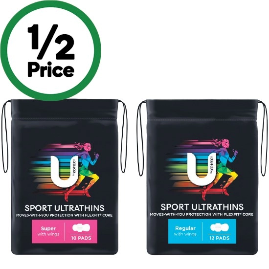 U by Kotex Sport Ultrathins Pads Pk 10-12