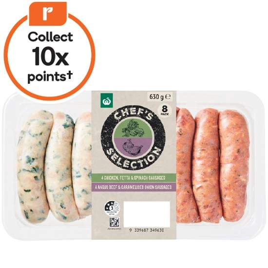 Woolworths Chef's Selection Sausage Variety Pack 630g Pk 8