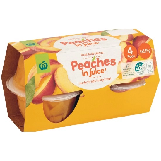 Woolworths Fruits In Juice Cups 4 x 125g