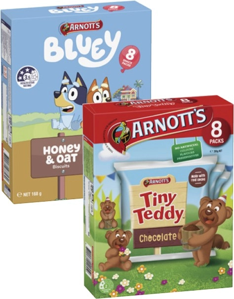 Arnott's Bluey or Tiny Teddy Biscuits 168g-200g